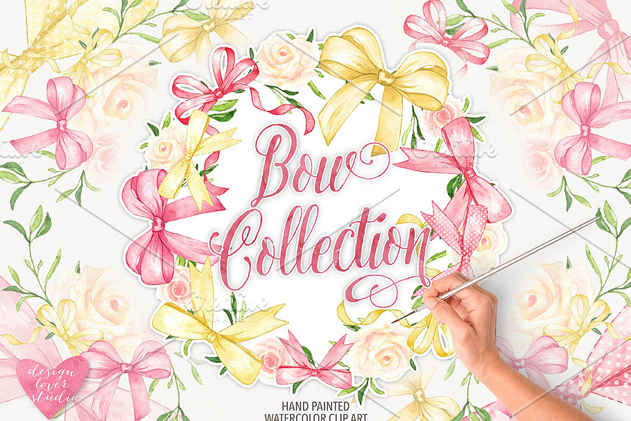 Watercolor bow collection in Illustrations - product preview 8