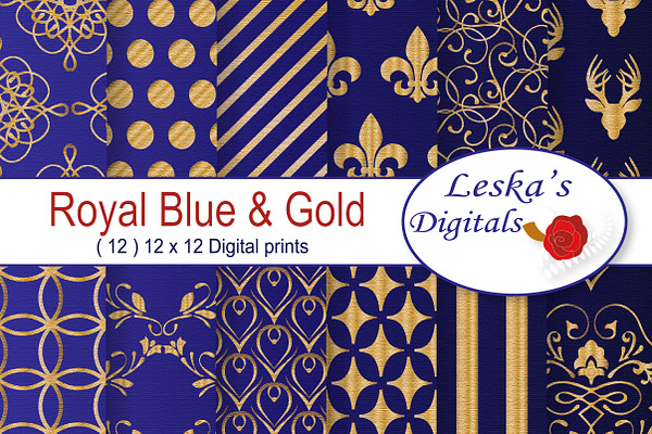 Royal Blue and Gold Digital Paper