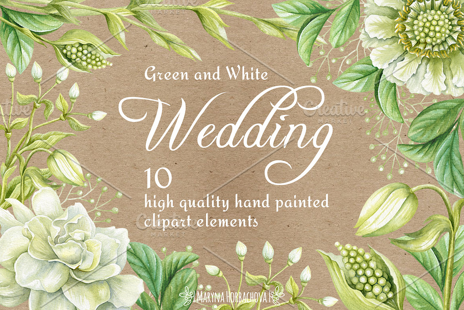 Wedding watercolor clipart elements