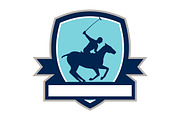 Polo Player Riding Horse Crest Retro