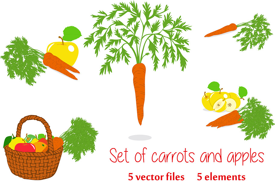 Set of carrots and apples
