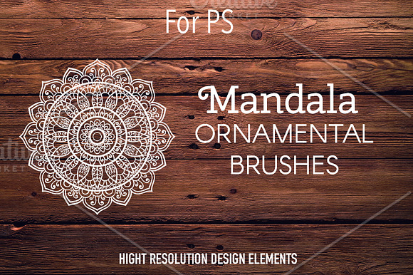 Set of 10 brushes with mandala in Photoshop Brushes - product preview 4