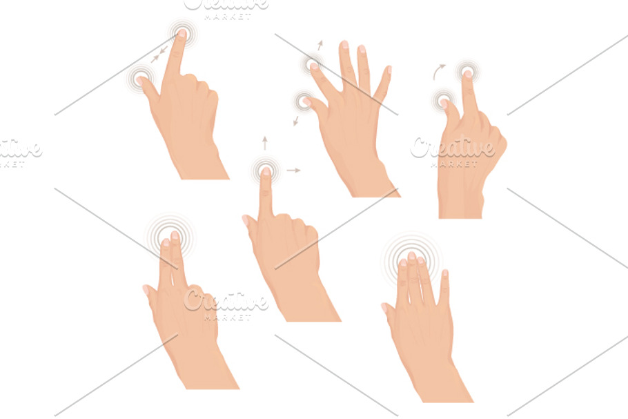 Set of hands with multitouch