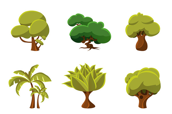 Cartoon Trees Set Vector
