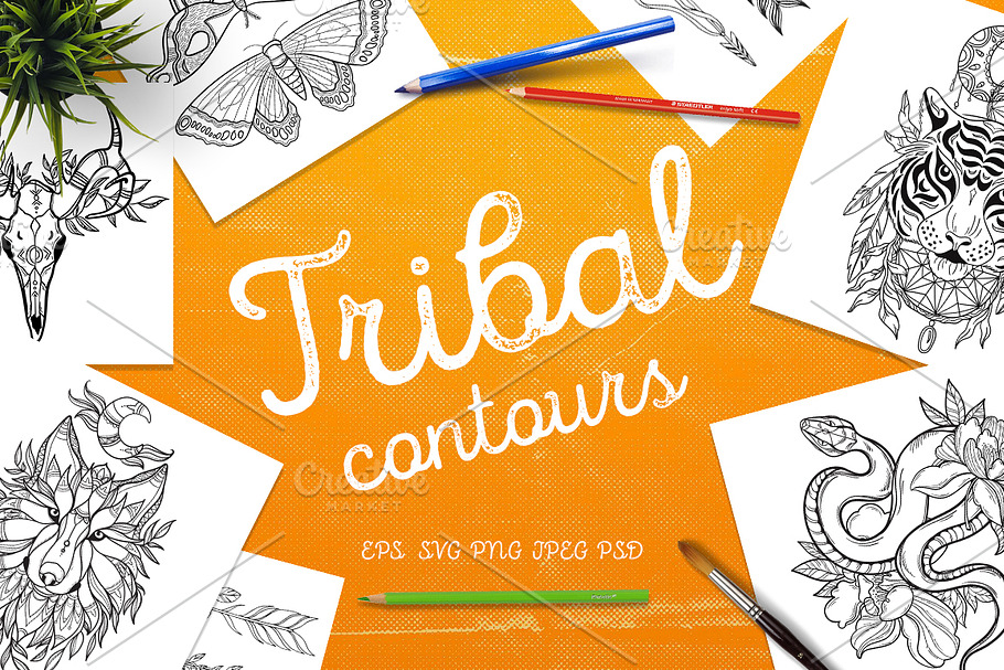Tribal contours - vector set