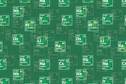 White chemical elements on green