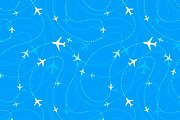 Airline routes with planes icons