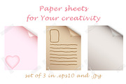 Set of original paper sheets
