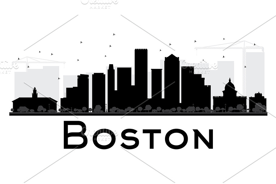 Boston City Skyline Silhouette in Illustrations - product preview 8