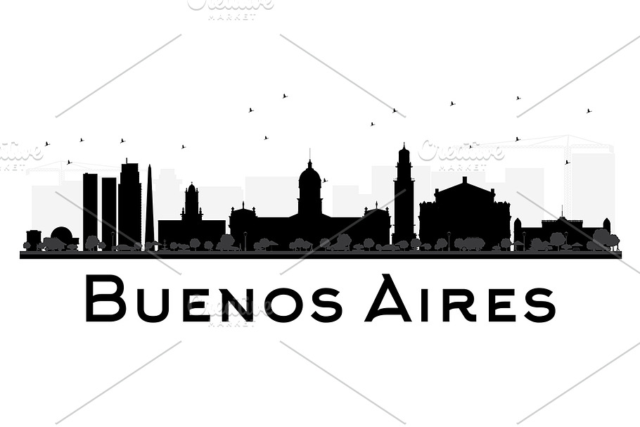 Buenos Aires Skyline Silhouette in Illustrations - product preview 8