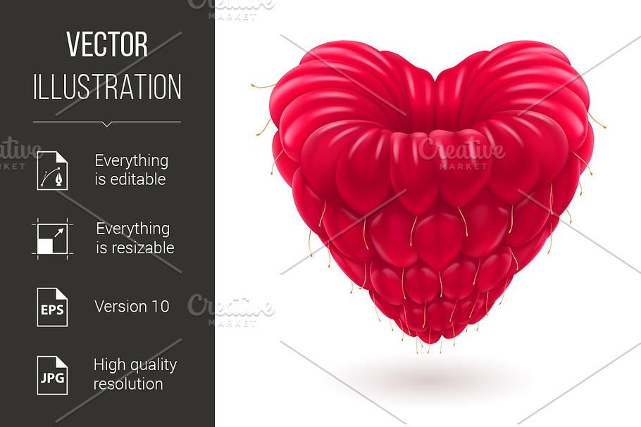 Raspberry in heart shape. in Graphics - product preview 8