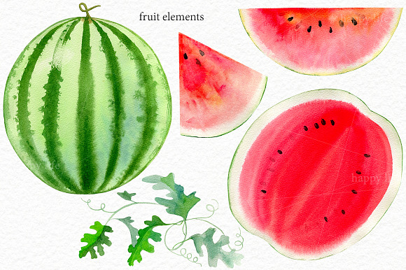 Watermelon watercolor kit in Illustrations - product preview 1