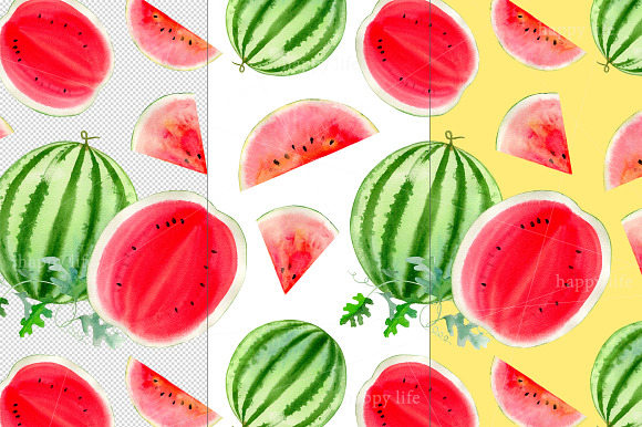 Watermelon watercolor kit in Illustrations - product preview 2