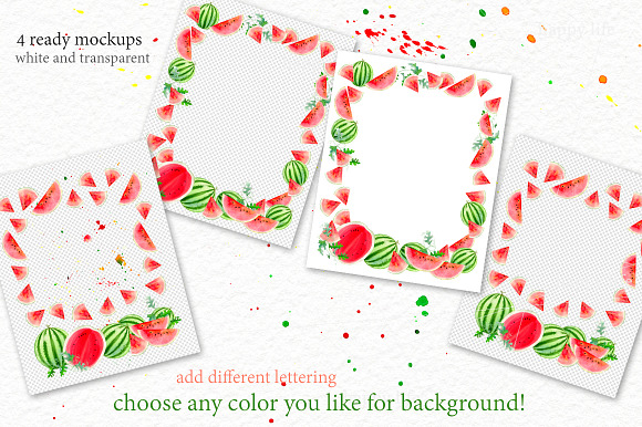 Watermelon watercolor kit in Illustrations - product preview 4