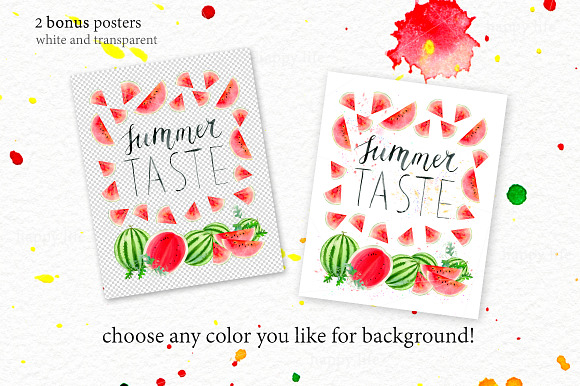 Watermelon watercolor kit in Illustrations - product preview 5