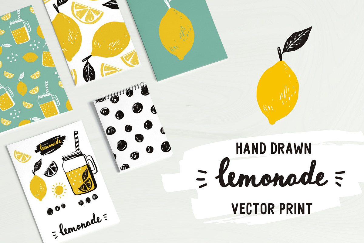 Hand drawn lemonade prints in Illustrations - product preview 8