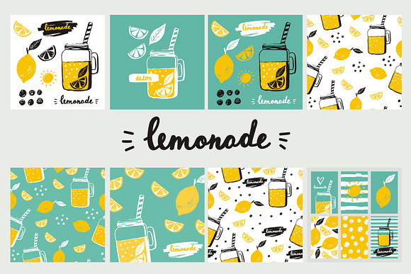 Hand drawn lemonade prints in Illustrations - product preview 1