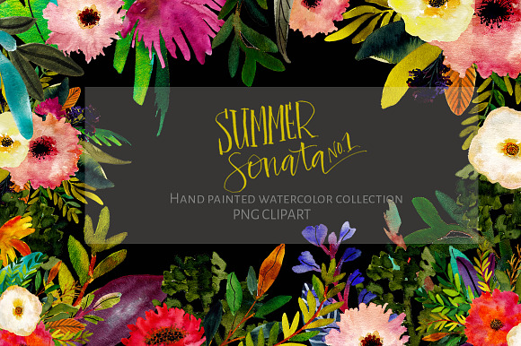 Hand Painted Summer Flowers in Illustrations - product preview 1