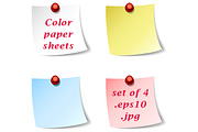 4 original color paper note sheets 