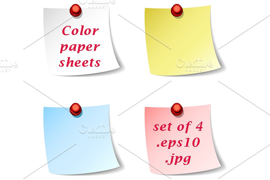 4 original color paper note sheets  in Illustrations - product preview 8