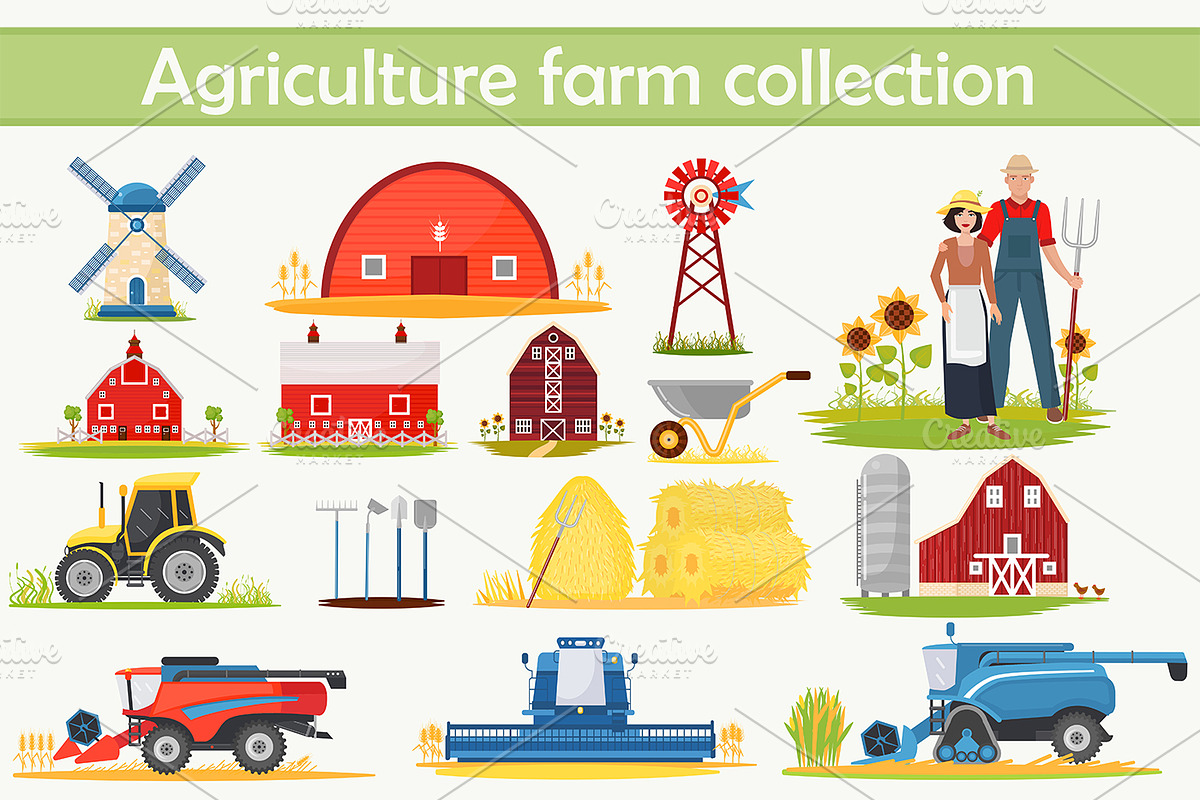 Farm Agriculture elements bundle. in Graphics - product preview 8