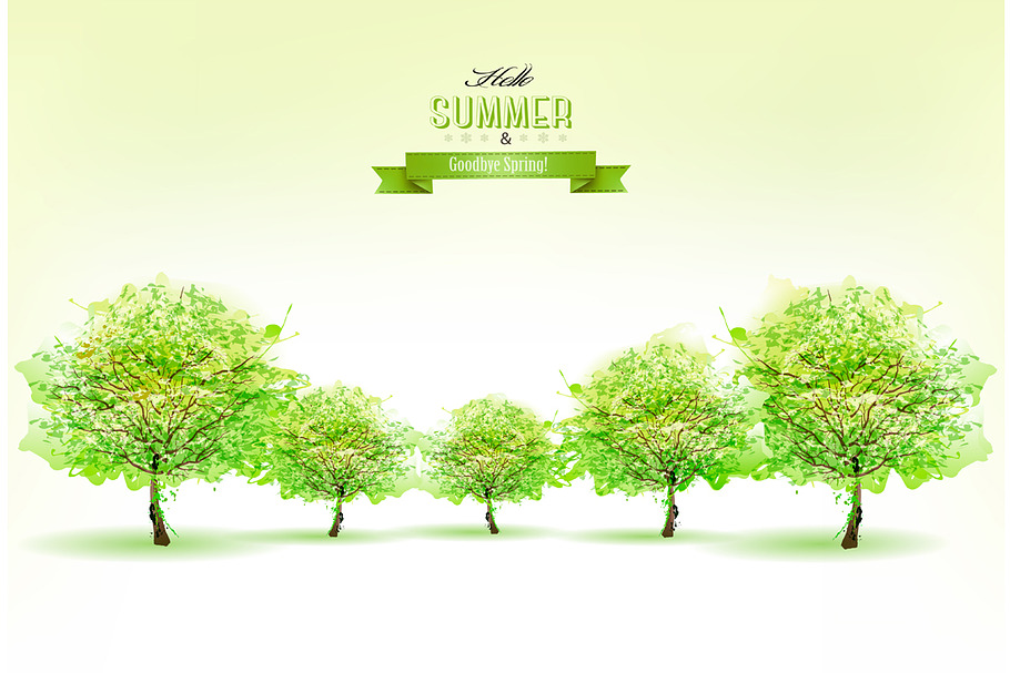 Summer Nature Background With Trees in Illustrations - product preview 8