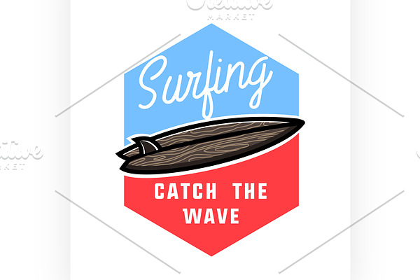 Color vintage surfing emblem