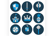 Knights flat icons set