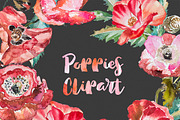 - 50% OFF Watercolor Poppies Clipart