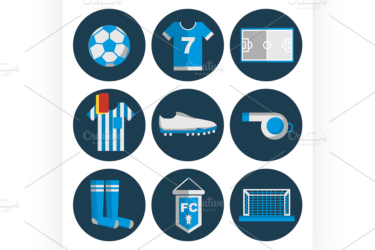 Soccer flat icon set in Illustrations - product preview 8