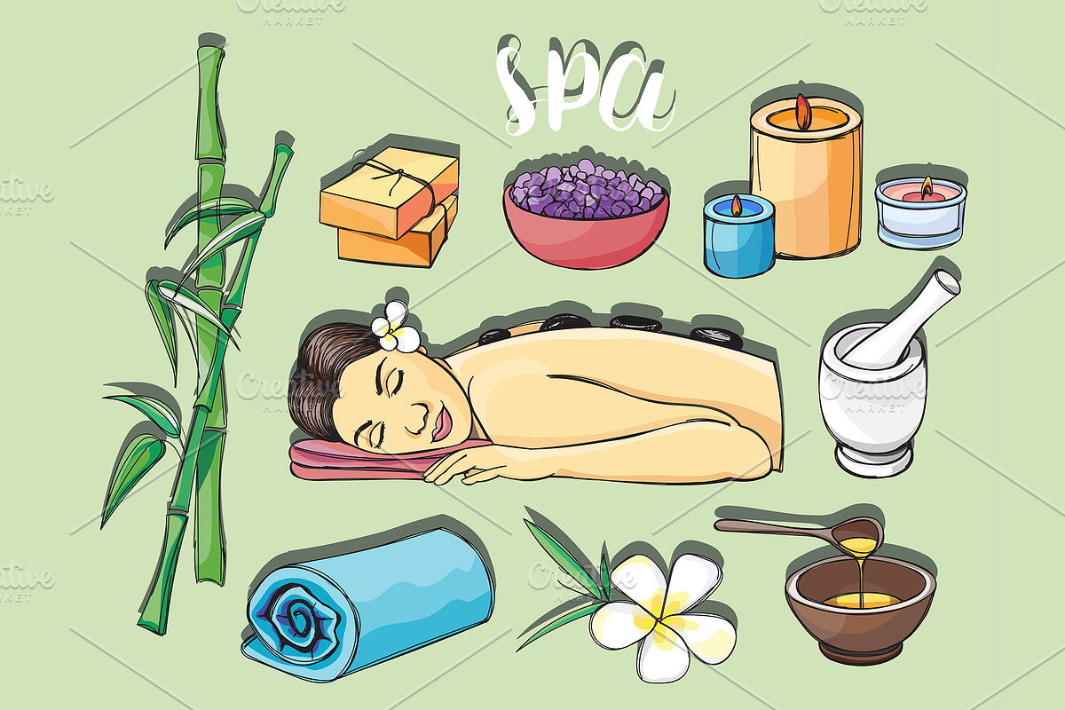Spa doodle set in Illustrations - product preview 8