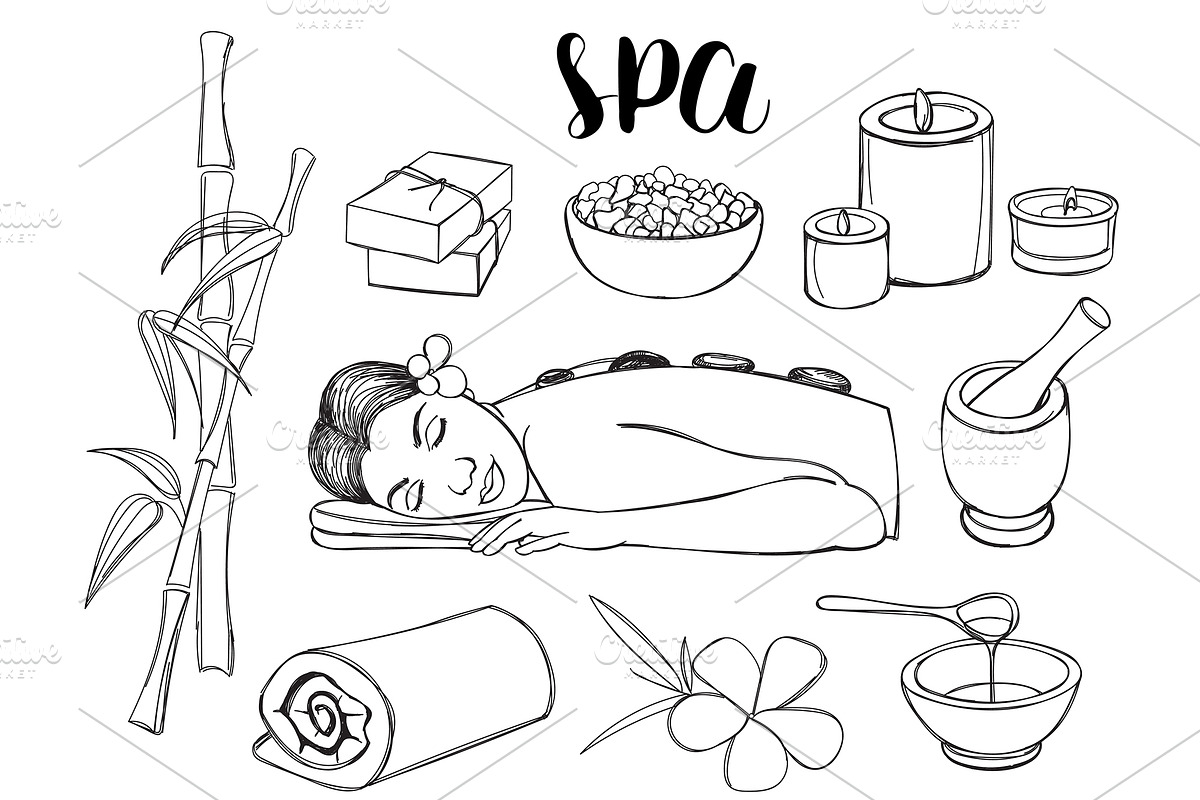 Spa doodle set in Illustrations - product preview 8