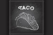 Taco scetch on a black board