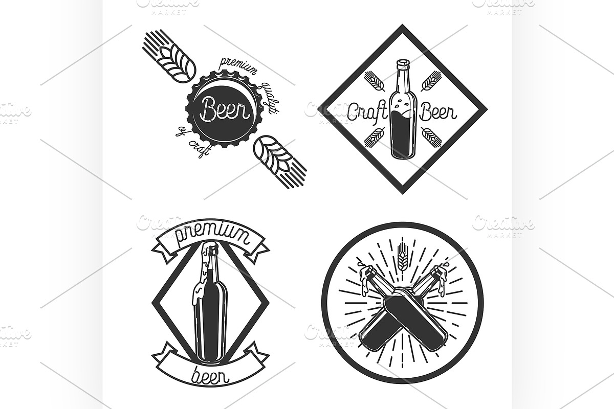 Vintage beer brewery emblems in Illustrations - product preview 8