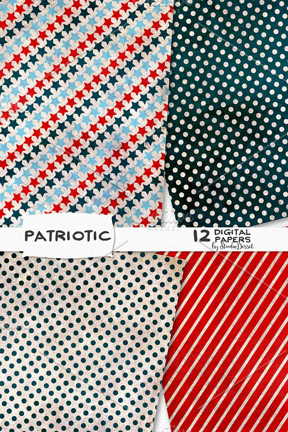 Patriotic - Grunge Digital Papers in Patterns - product preview 2