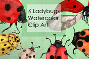 Watercolor Ladybugs Clip Art