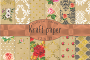 Kraft digital paper, patterned kraft