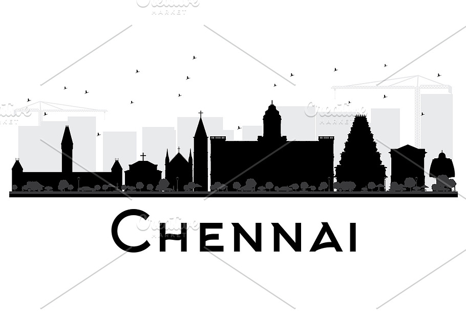 Chennai City Skyline Silhouette in Illustrations - product preview 8
