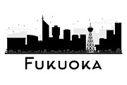 Fukuoka City Skyline Silhouette