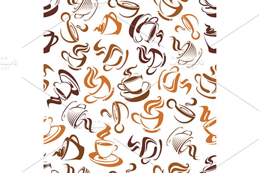Seamless coffee background in Patterns - product preview 8