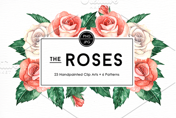 Rose Flowers Watercolor Clipart in Illustrations - product preview 1
