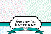 Four seamless pattern with crystal