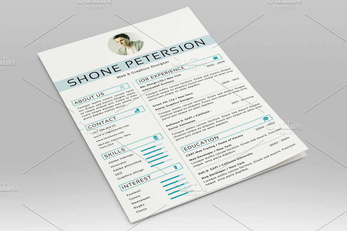 Simple Resume Template-V026 in Resume Templates - product preview 8