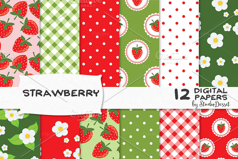 Strawberry - Digital Papers in Patterns - product preview 8