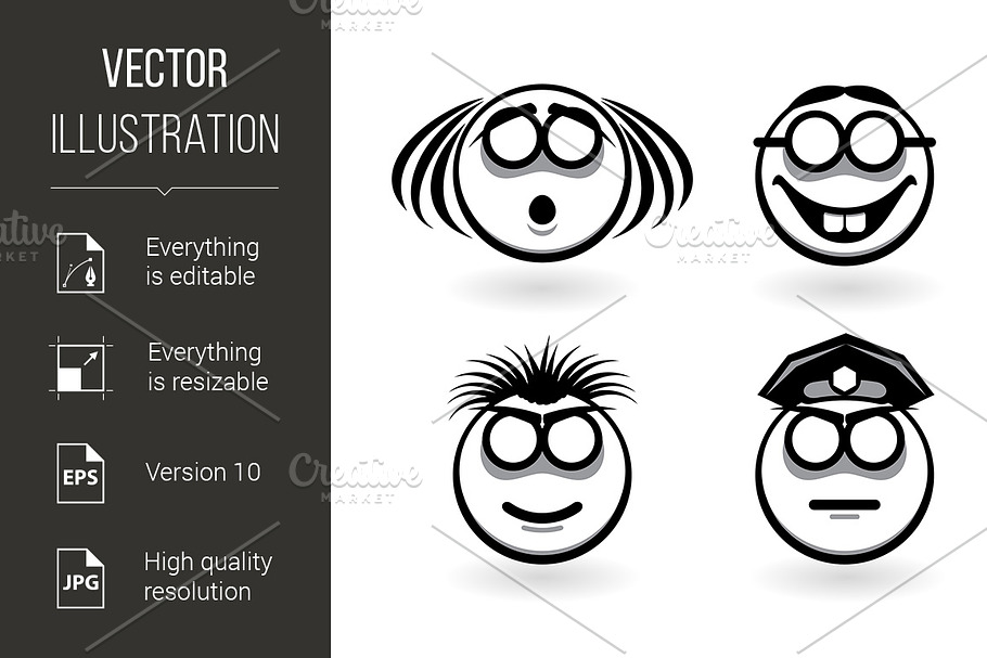 Four cartoon of abstract emotions in Graphics - product preview 8