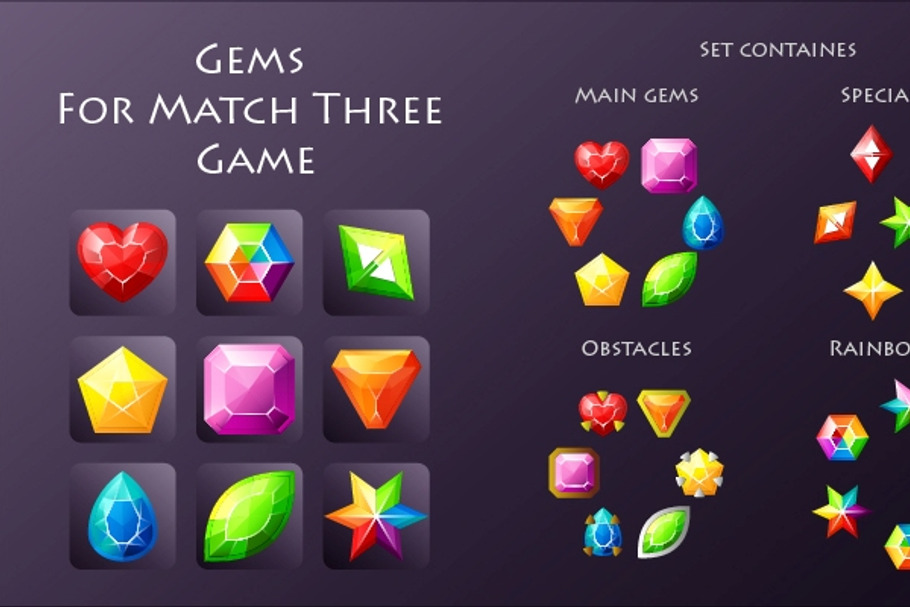 Gems For Match Three Game