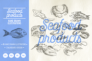 Seafood products illustrations