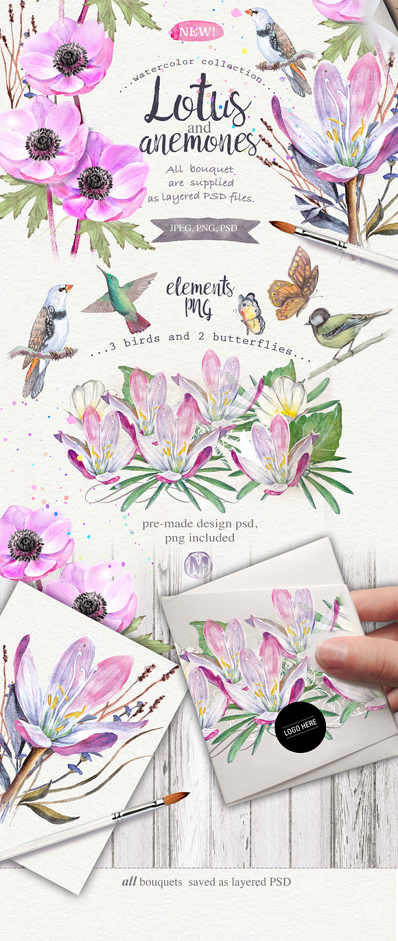  Watercolor bouquets 2 in 1. in Illustrations - product preview 4
