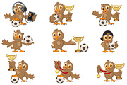 Set owl bird soccer