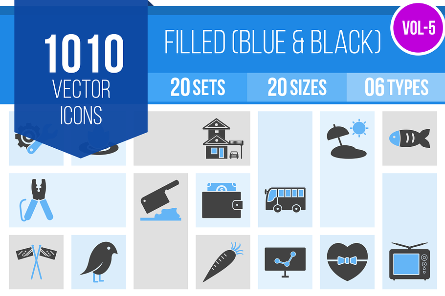 1010 Filled Blue & Black Icons (V5)
